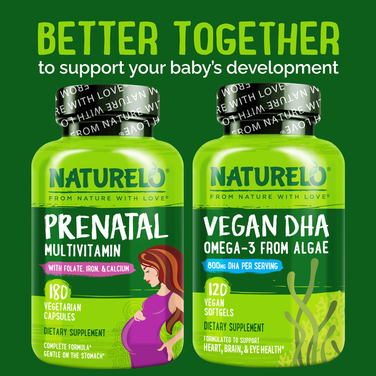 NATURELO, мультивитамины для беременных с фолатом, железом и кальцием, 180 вегетарианских капсул
