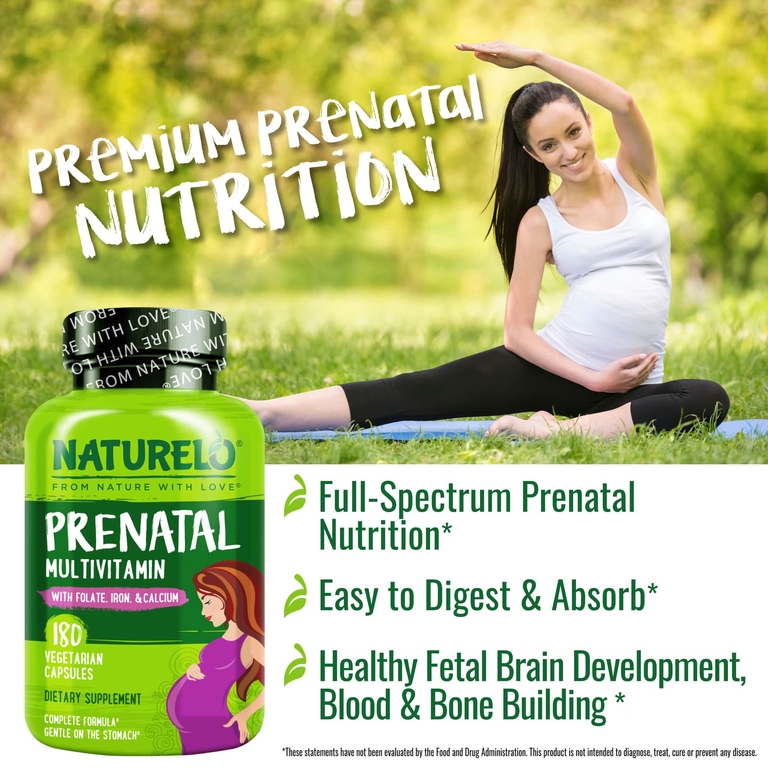 NATURELO, мультивитамины для беременных с фолатом, железом и кальцием, 180 вегетарианских капсул