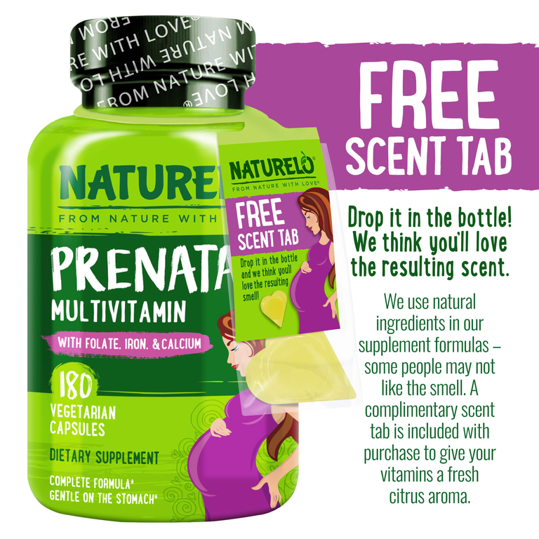 NATURELO, мультивитамины для беременных с фолатом, железом и кальцием, 180 вегетарианских капсул