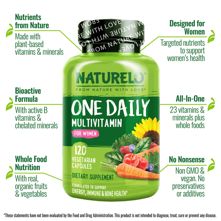NATURELO, One Daily, мультивитамины для женщин, для приёма один раз в день, 120 вегетарианских капсул