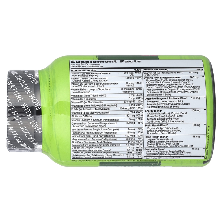 NATURELO, Полный мультивитаминный комплекс из цельных продуктов, для женщин, 120 вегетарианских капсул