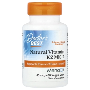 Doctor's Best, натуральный витамин K2 MK-7, 45 мкг, 60 вегетарианских капсул