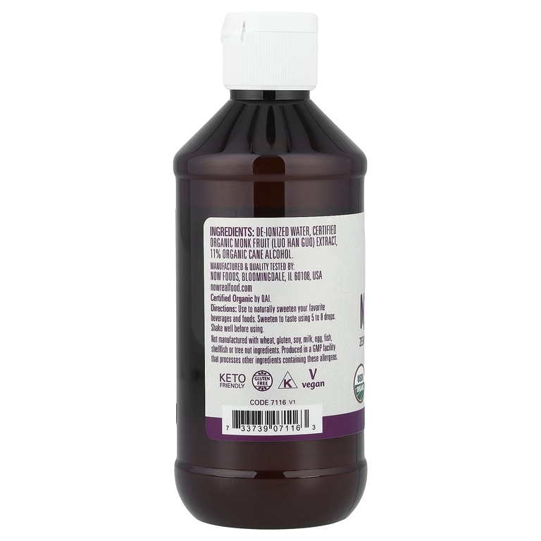NOW Foods, Real Food, органический архат, жидкий подсластитель с нулевой калорийностью, 237 мл (8 жидк. унций)