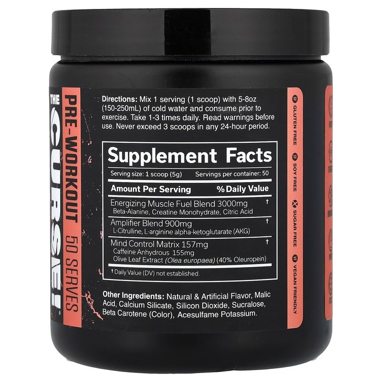 JNX Sports, The Curse, предтренировочная добавка, персиковые кольца, 250 г