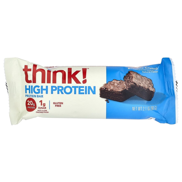 think!, высокопротеиновые батончики, хрустящий брауни, 5 батончиков по 60 г (2,1 унции)