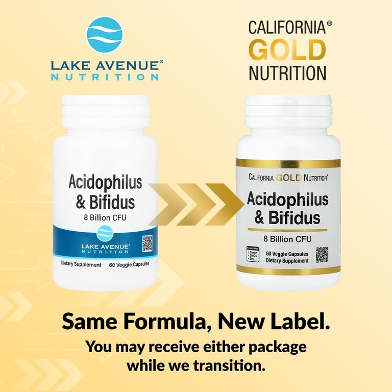 California Gold Nutrition, добавка с ацидофильными лактобактериями и бифидобактерями, смесь пробиотиков с ацидофильными лактобактериями, бифидобактериями лактис и бифидобактериями лонгум, 60 вегетарианских капсул