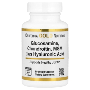 California Gold Nutrition, глюкозамин, хондроитин и МСМ с гиалуроновой кислотой, 60 растительных капсул