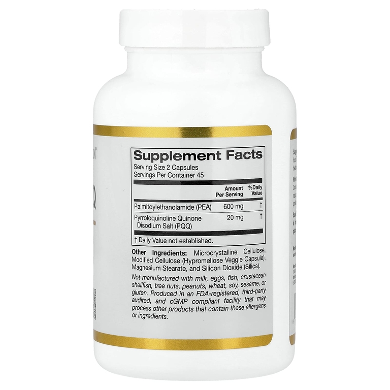 California Gold Nutrition, ПЭА 300 мг и PQQ 10 мг, 90 растительных капсул