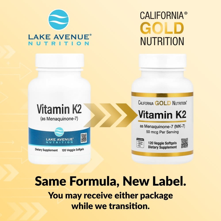 California Gold Nutrition, витамин K2 (в виде менахинона-7), 50 мкг, 120 растительных капсул