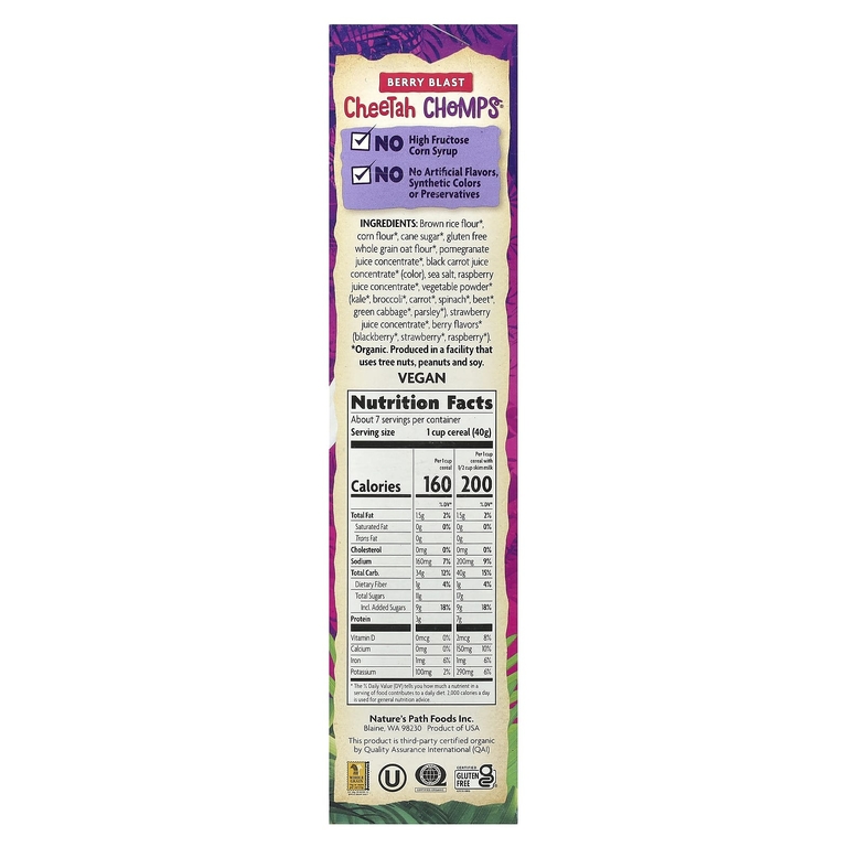Nature's Path, EnviroKidz, органические хлопья Cheetah Chomps®, ягоды, 284 г (10 унций)