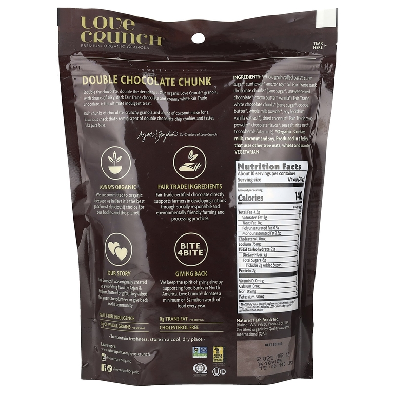 Nature's Path, Гранола Love Crunch, два шоколада, 325 г (11,5 унций)