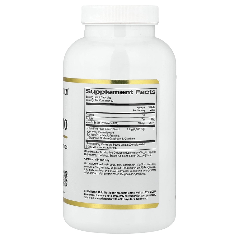 California Gold Nutrition, комплекс аминокислот с витамином B6 и смесью 20 аминокислот, 240 вегетарианских капсул