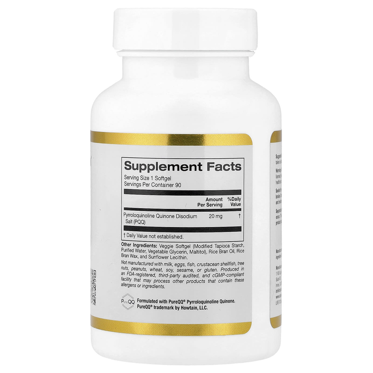 California Gold Nutrition, Пирролохинолинхинон, 20 мг, 90 растительных капсул