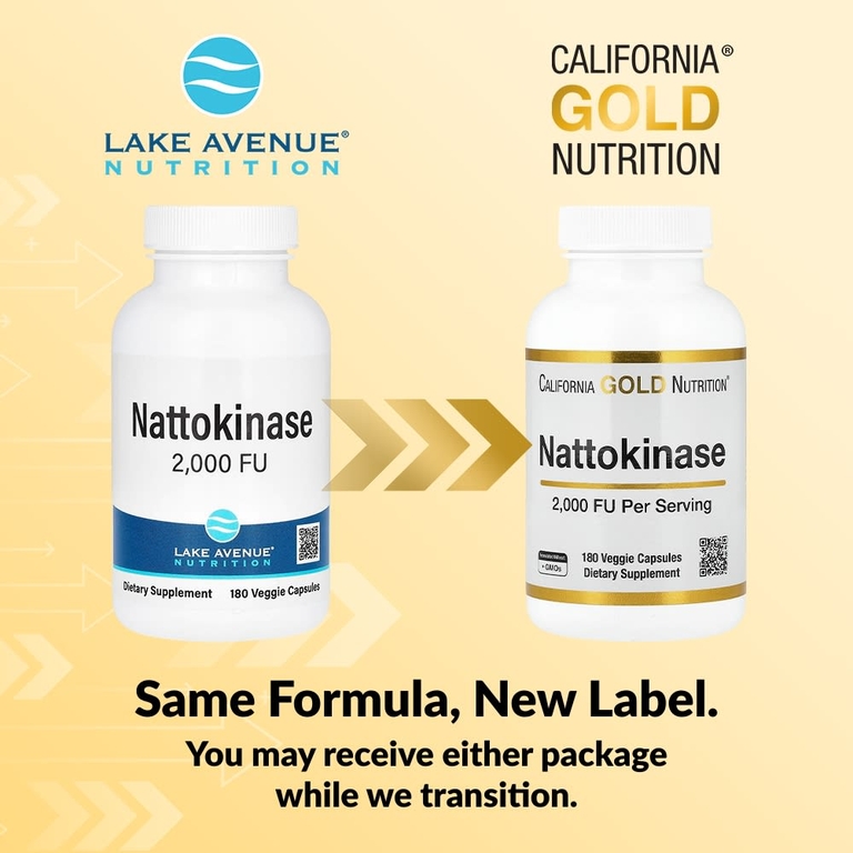 California Gold Nutrition, наттокиназа, протеолитический фермент, 2000 FU, 180 растительных капсул