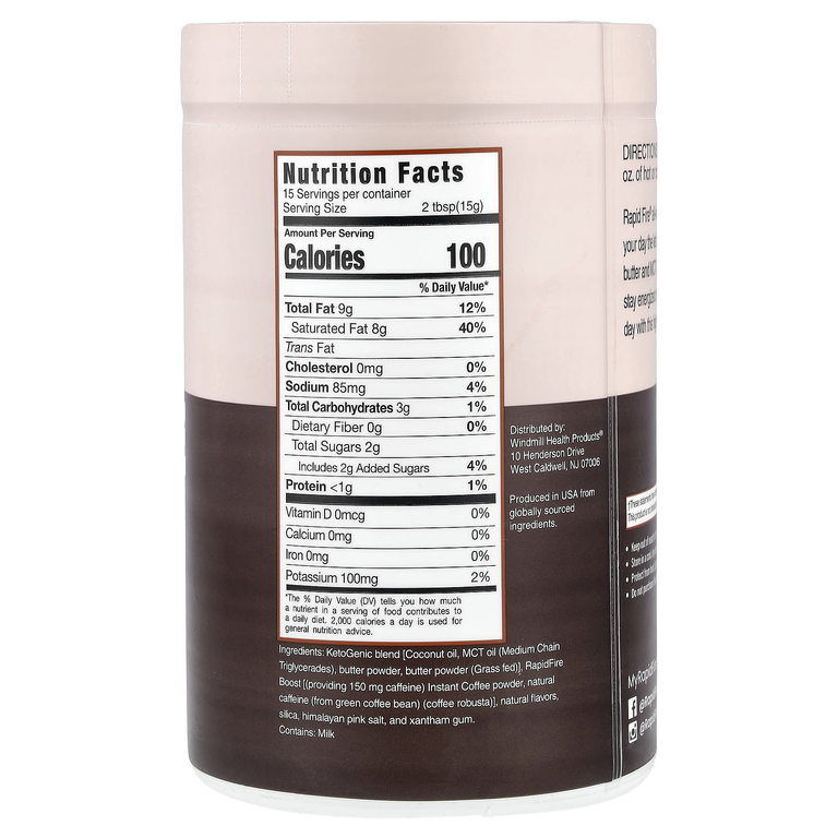 RAPIDFIRE , Keto Coffee, растворимый кофе, средней обжарки, 7,93 унции (225 г)