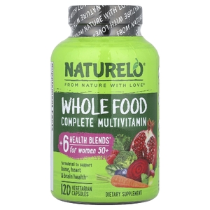 NATURELO, Мультивитаминный комплекс из цельных продуктов для женщин старше 50 лет, 120 вегетарианских капсул