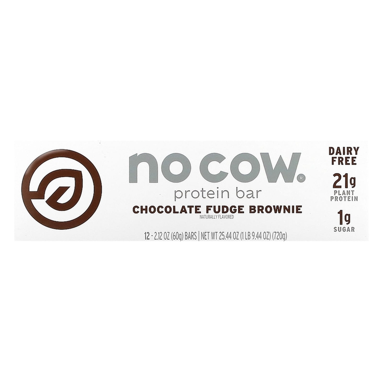 No Cow, Протеиновый батончик, брауни с шоколадной помадкой, 12 батончиков по 60 г (2,12 унции)