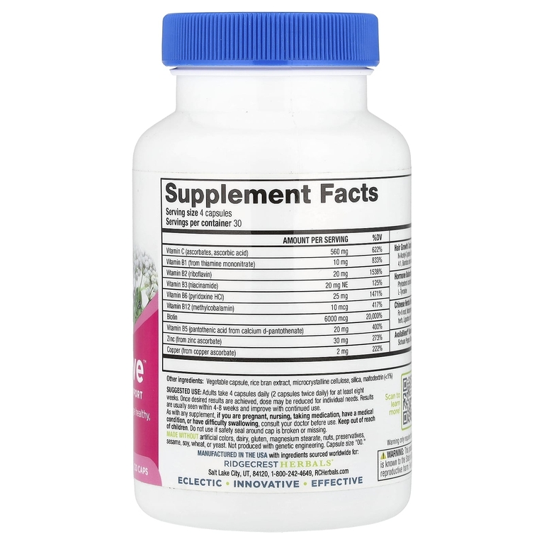 RidgeCrest Herbals, добавка для здоровья волос, 120 капсул
