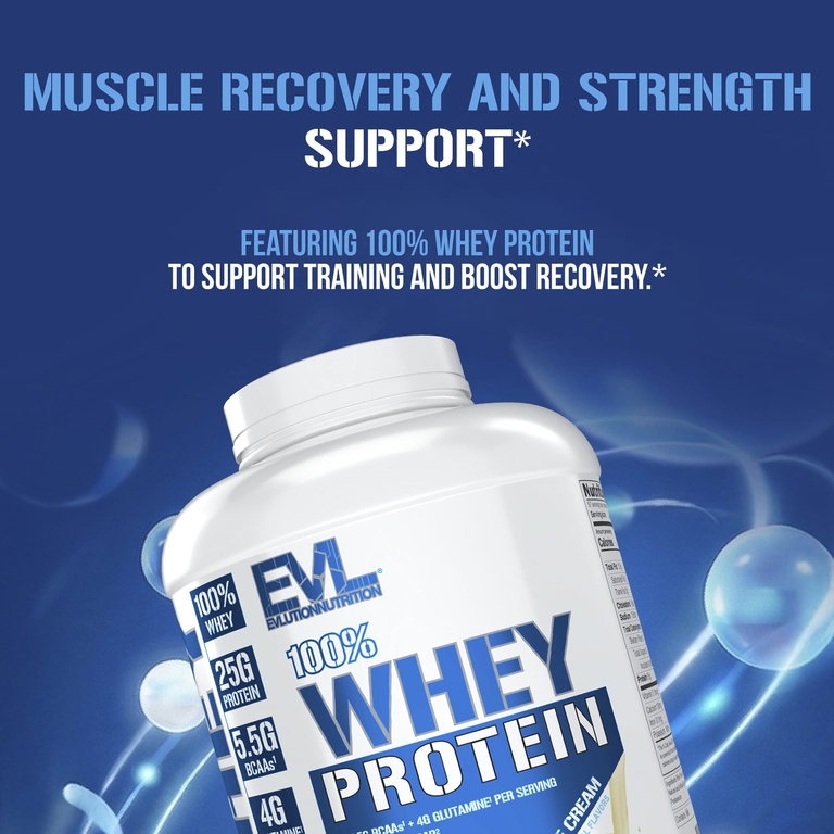 EVLution Nutrition, 100% сывороточный протеин, ванильное мороженое, 2,268 кг (5 фунтов)
