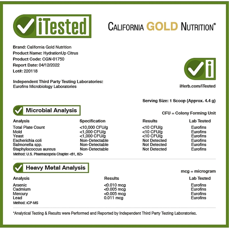 California Gold Nutrition, HydrationUP®, смесь для приготовления напитка с электролитами, с кальцием, калием, витаминами C и E, со вкусом цитрусовых, 227 г (8 унций)