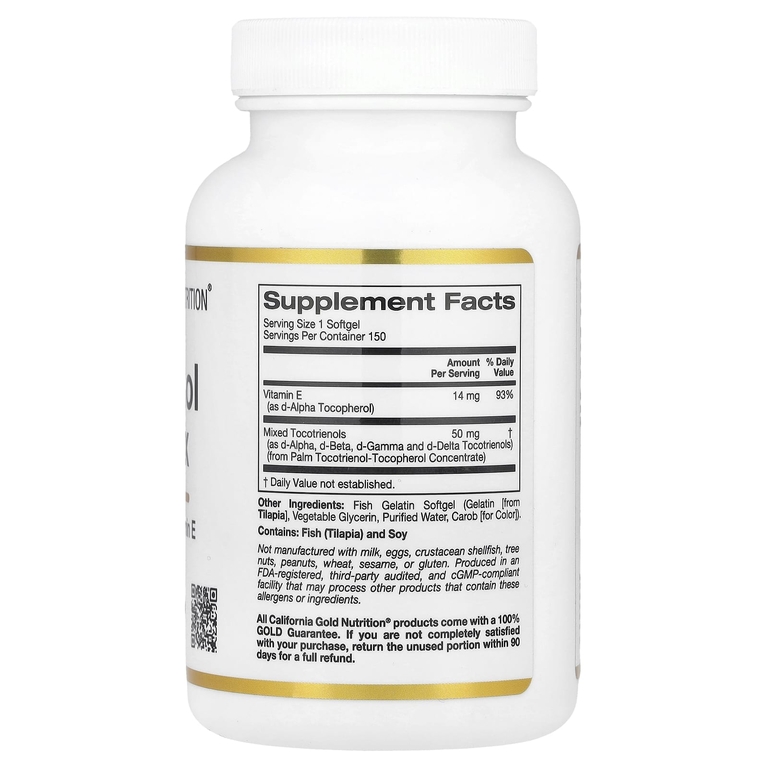 California Gold Nutrition, комплекс токотриенолов с витамином E, 150 капсул из рыбьего желатина