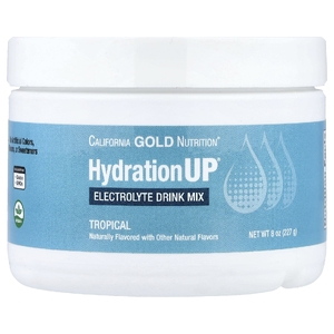 California Gold Nutrition, HydrationUP®, смесь для приготовления электролитического напитка с кальцием, калием, витаминами C и E, тропические фрукты, 227 г (8 унций)