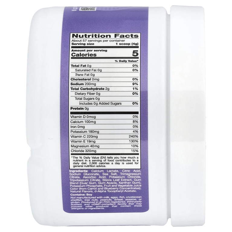 California Gold Nutrition, HydrationUP®, смесь для приготовления электролитического напитка с кальцием, калием, витамином C и витамином E, со вкусом винограда, 227 г (8 унций)