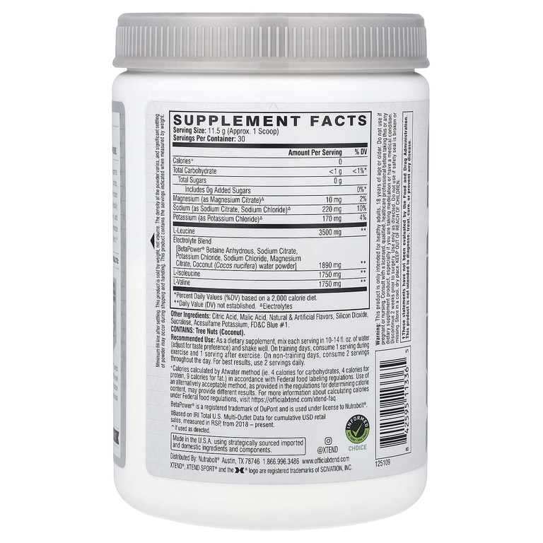 XTEND, Sport, 7 г аминокислот с разветвленной цепью (BCAA), со вкусом голубой малины, 345 г (12,2 унции)