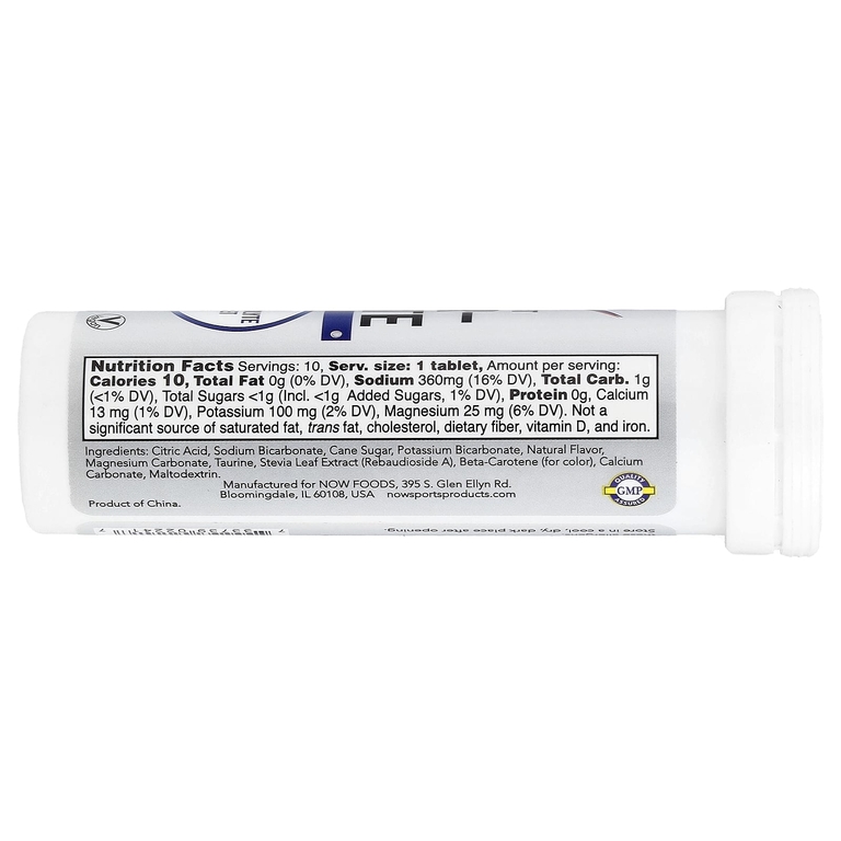 NOW Foods, Sports, Effer-Hydrate, лимон и лайм, 10 таблеток, 51 г (1,8 унции)