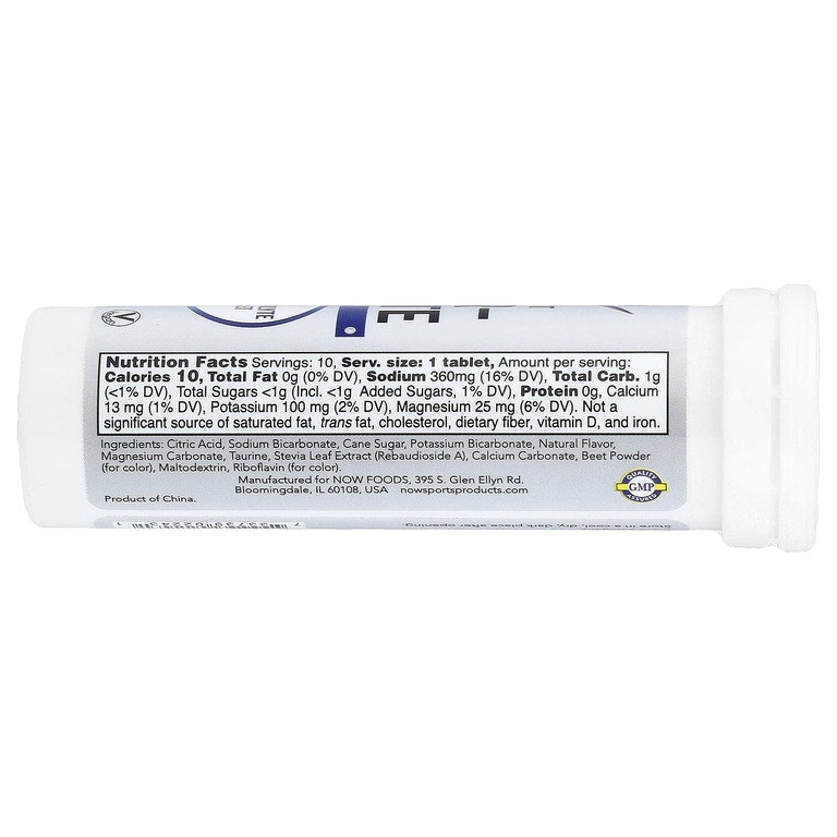 NOW Foods, Sports, Hydrate, шипучая смесь для здоровья, апельсин и клубника, 10 таблеток, 51 г (1,8 унции)