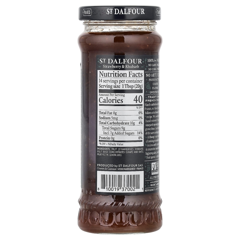 St. Dalfour, Strawberry & Rhubarb, Deluxe Strawberry & Rhubarb Spread,  10 oz (284 g)
