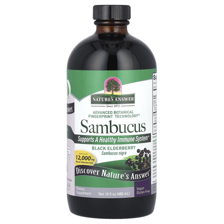 Nature's Answer, Sambucus, черная бузина, без спирта, 2500 мг, 480 мл (16 жидк. Унций)