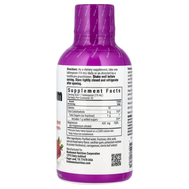 Bluebonnet Nutrition, жидкий цитрат магния, вкус ягодной смеси, 473 мл (16 жидк. унций)