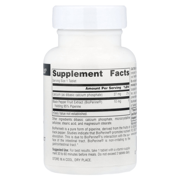 Source Naturals, экстракт черного перца BioPerine®, 10 мг, 120 таблеток
