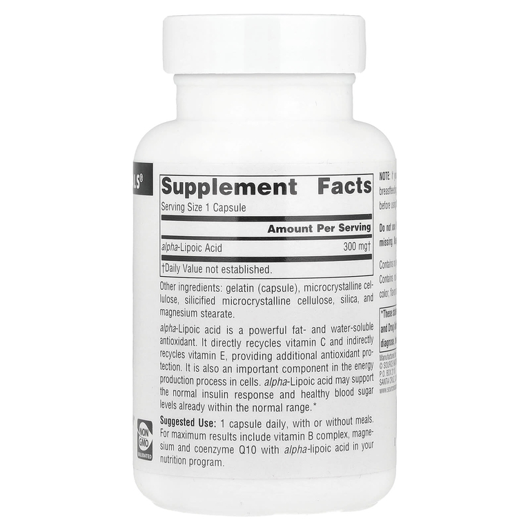Source Naturals, альфа-липоевая кислота, 300 мг, 60 капсул