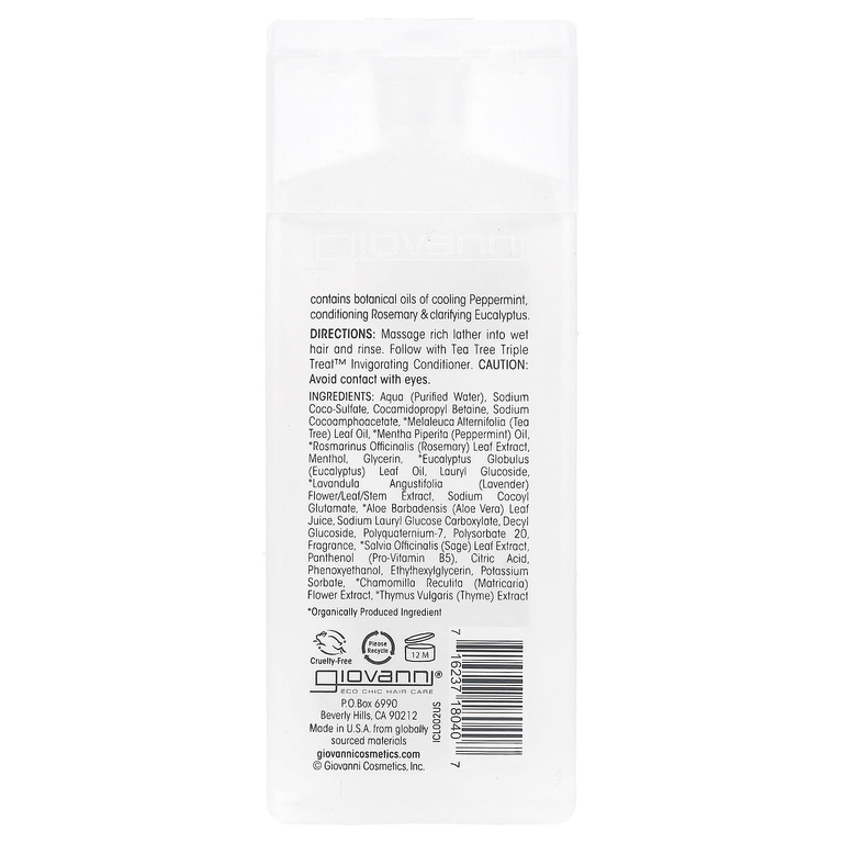 Giovanni, Tea Tree Triple Treat, укрепляющий шампунь, для всех типов волос, 60 мл (2 жидк. унции)