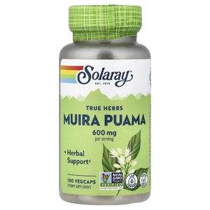 Solaray, True Herbs, муира пуама, 100 растительных капсул (300 мг в 1 капсуле)